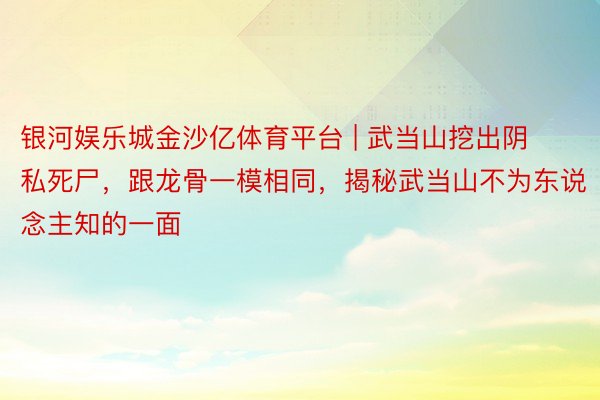 银河娱乐城金沙亿体育平台 | 武当山挖出阴私死尸，跟龙骨一模相同，揭秘武当山不为东说念主知的一面